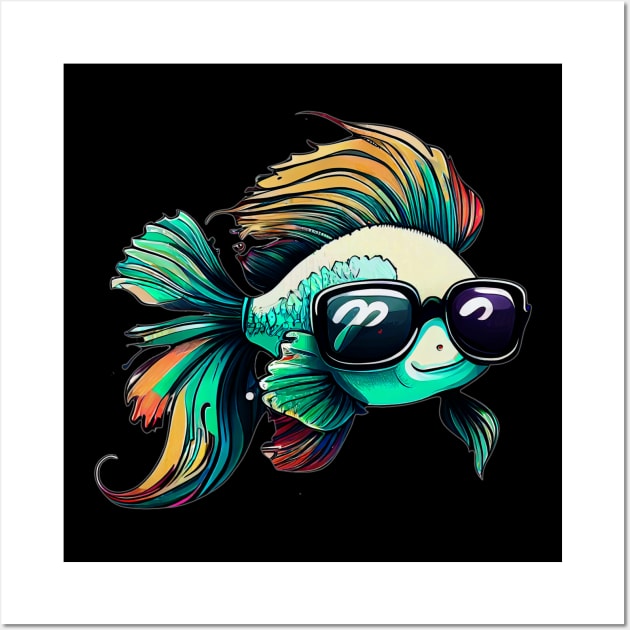 COOL BETTA FISH WITH SUNGLASSES Wall Art by aiartify